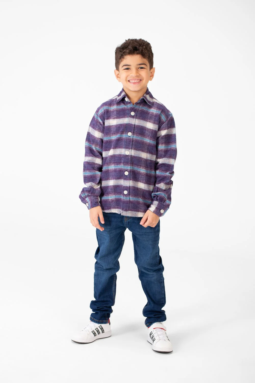 Boy's Winter Checked Shirt With Buttons And Long Sleeves - Image 8