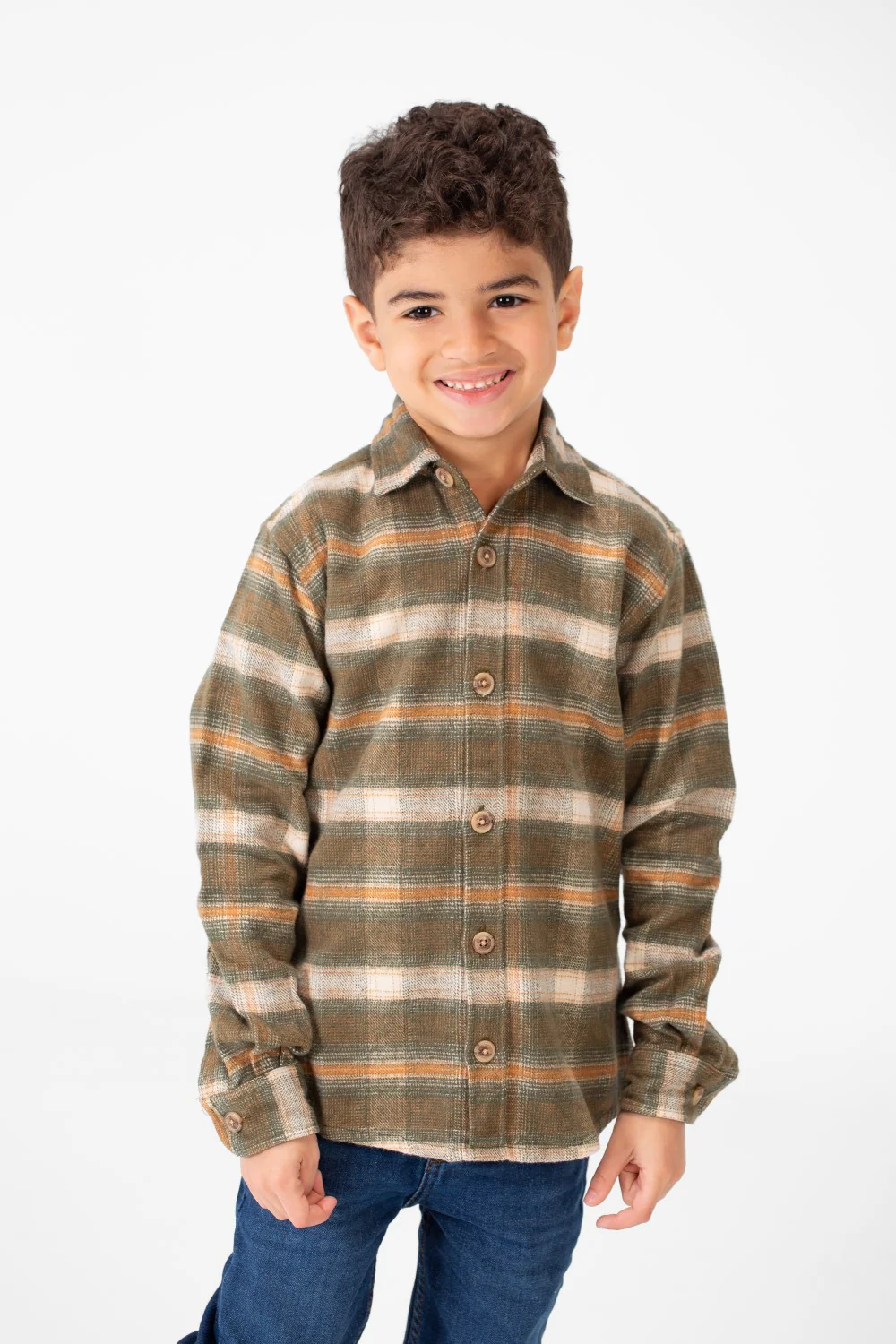 Boy's Winter Checked Shirt With Buttons And Long Sleeves - Image 9