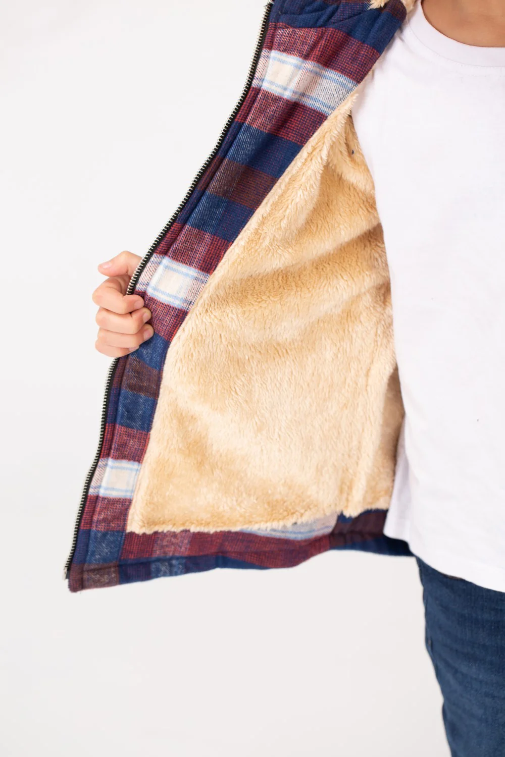 Boy's Winter Fur Padded Shirt With Zipper Closure - Image 7