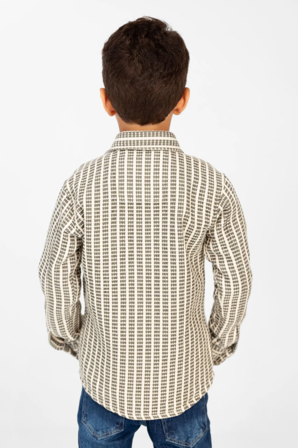 Boy's Winter Striped Shirt With Front Pockets And Long Sleeves - Image 10