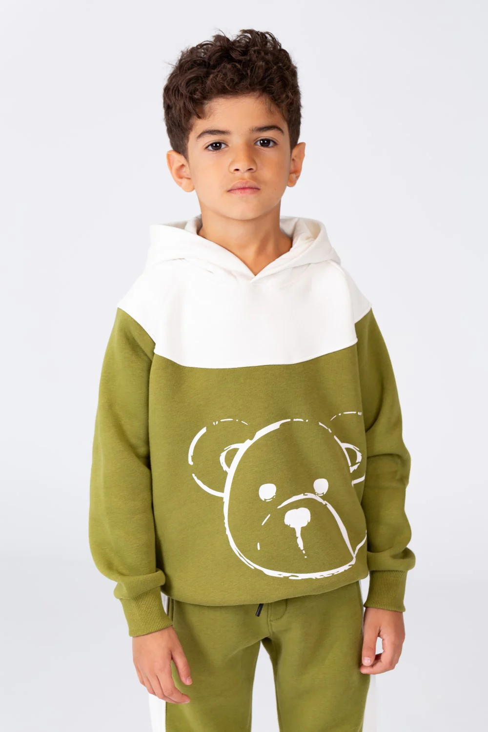 Boy's Winter Training Suit Made Of Two Colors Printed On The Front Made Of Milton Material - Image 12