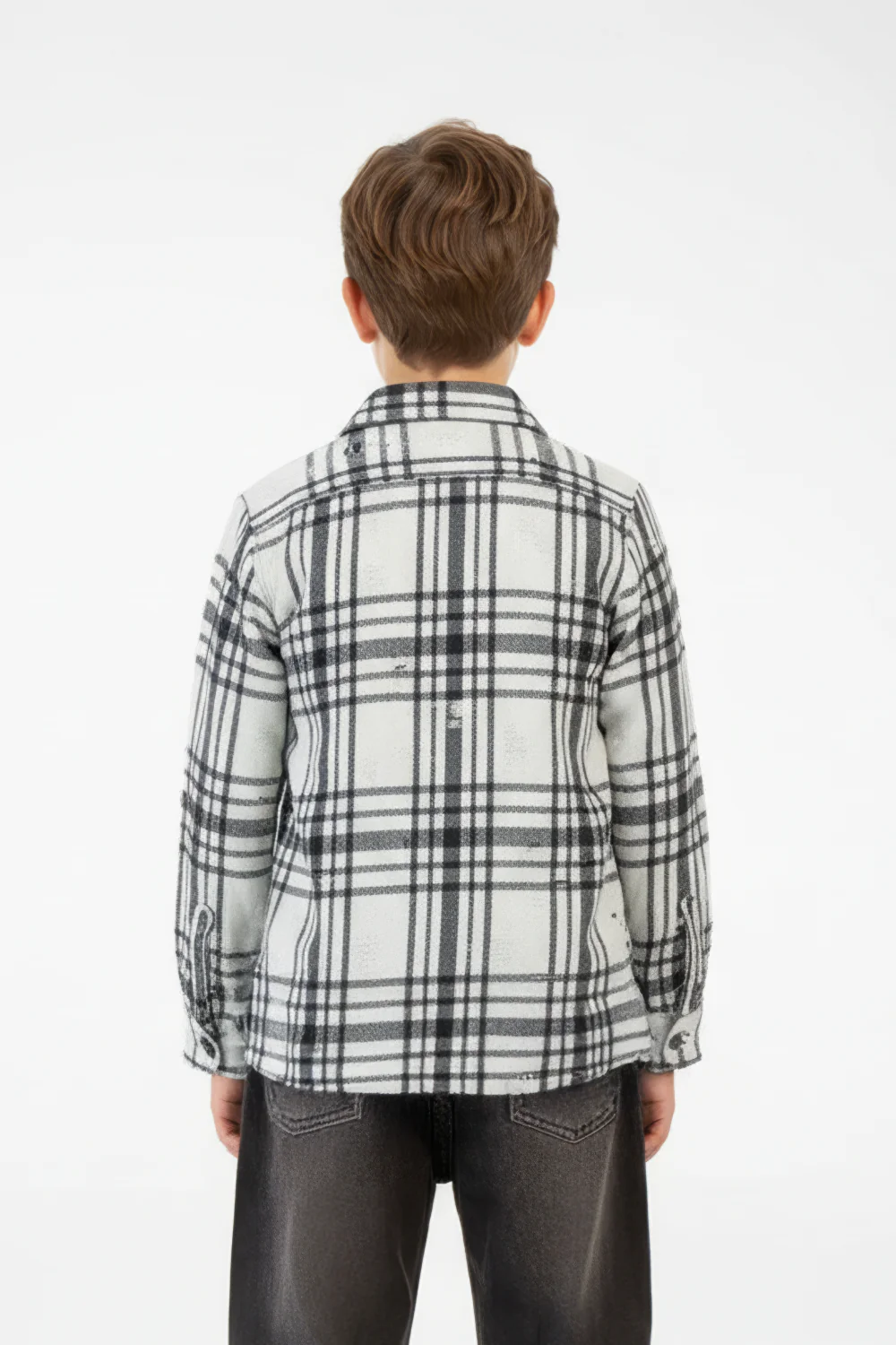Boy's Winter Wool Slim Fit Shirt With Front Pocket And Long Sleeves - Image 6