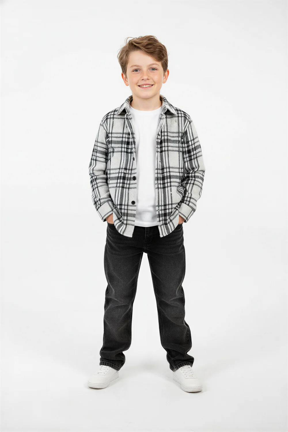 Boy's Winter Wool Slim Fit Shirt With Front Pocket And Long Sleeves - Image 8
