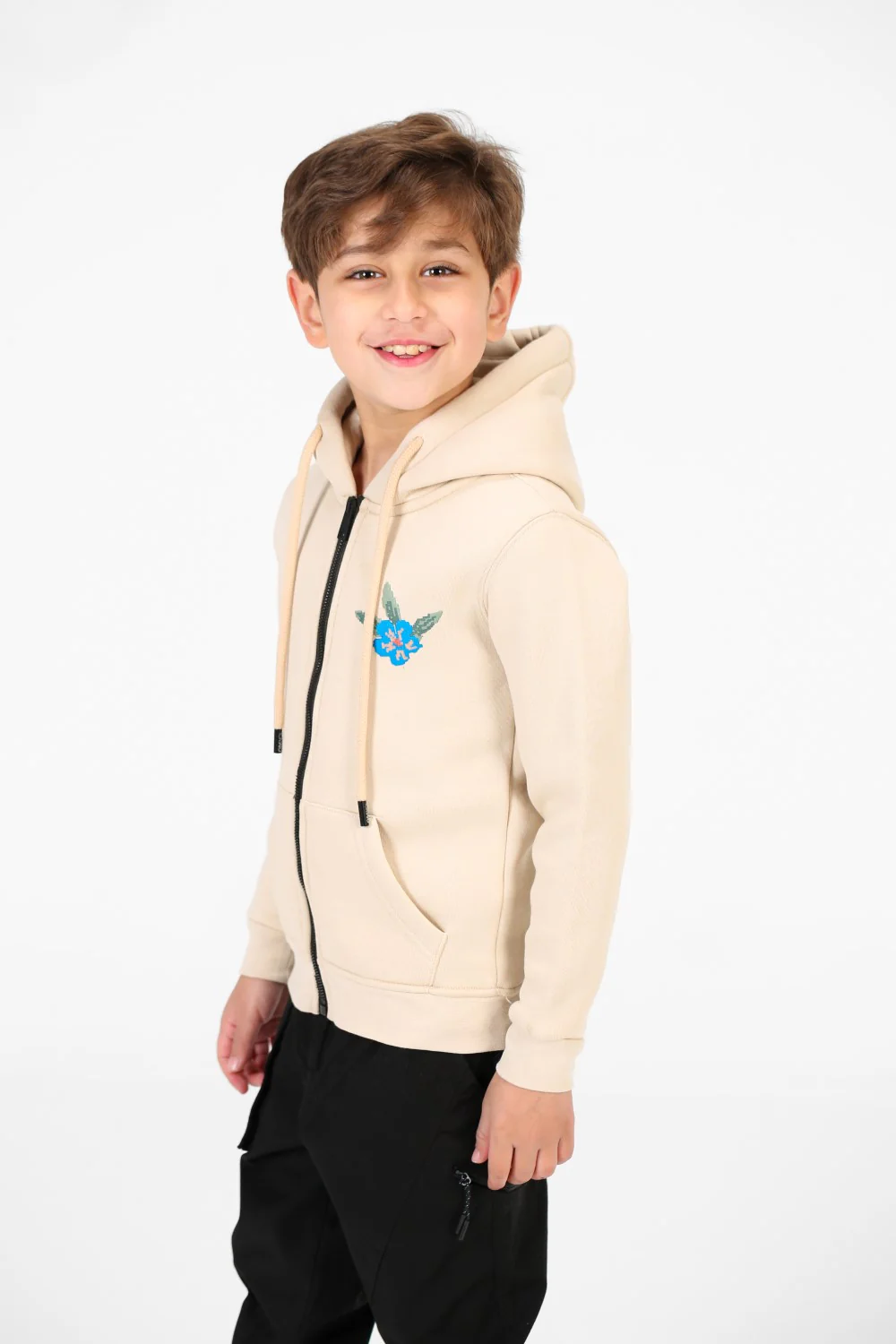 Boy's Zippered Sweatshirt With Front And Back Print - Image 3