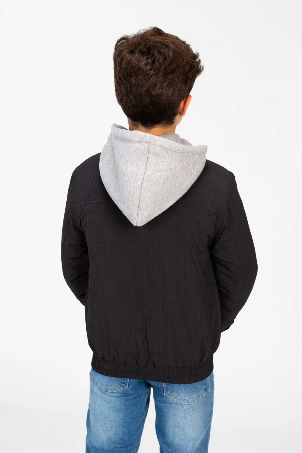 Boys's Waterproof Gray Hood Jacket With Zippers - Image 2