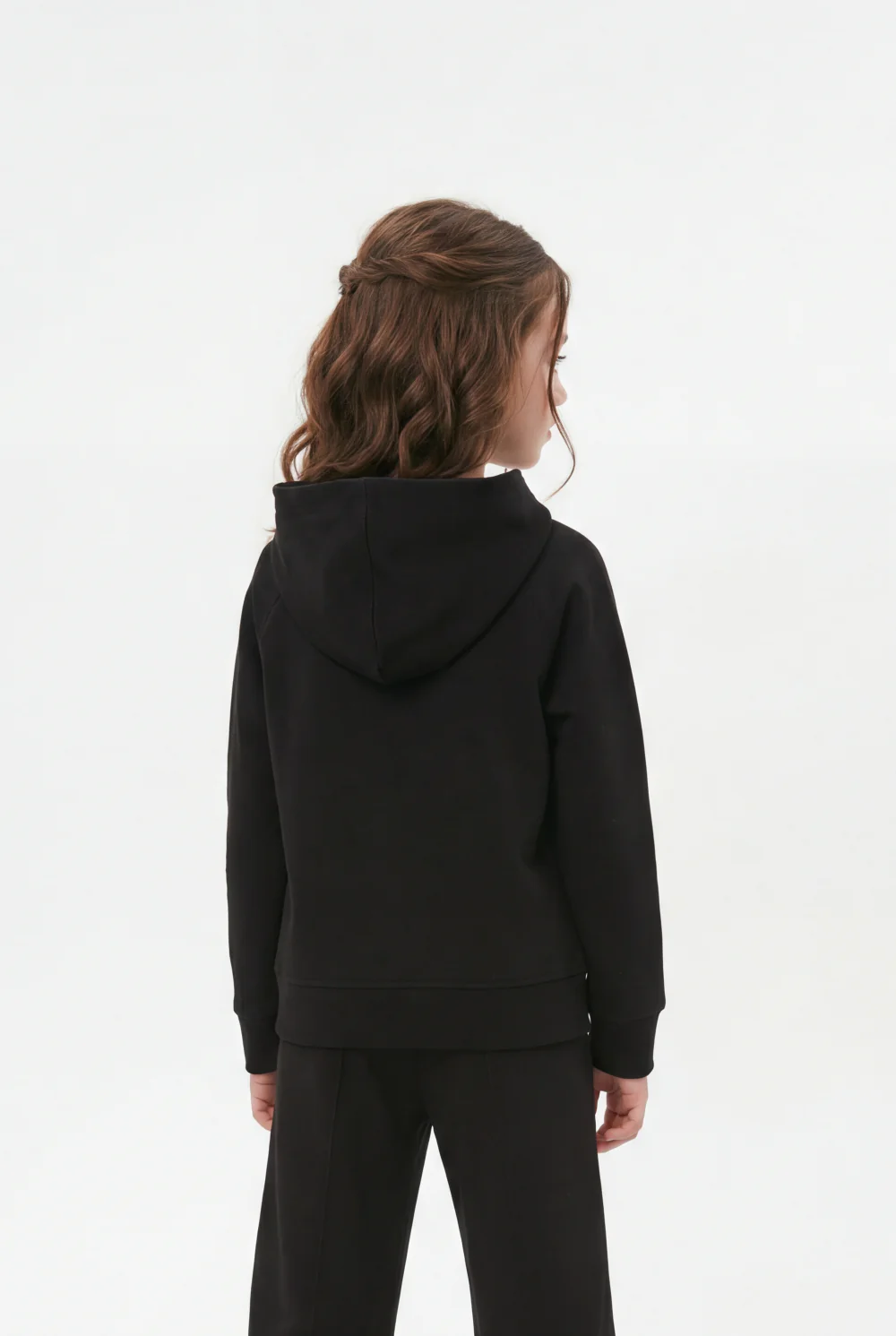 Girl’s Co-Ord Set Crossover Hood Pixelated Graphic Print Pin Tuck Seam Detail Versatile Staple Trendy Everyday Wardrobe Slim Fit Outfit - Image 6