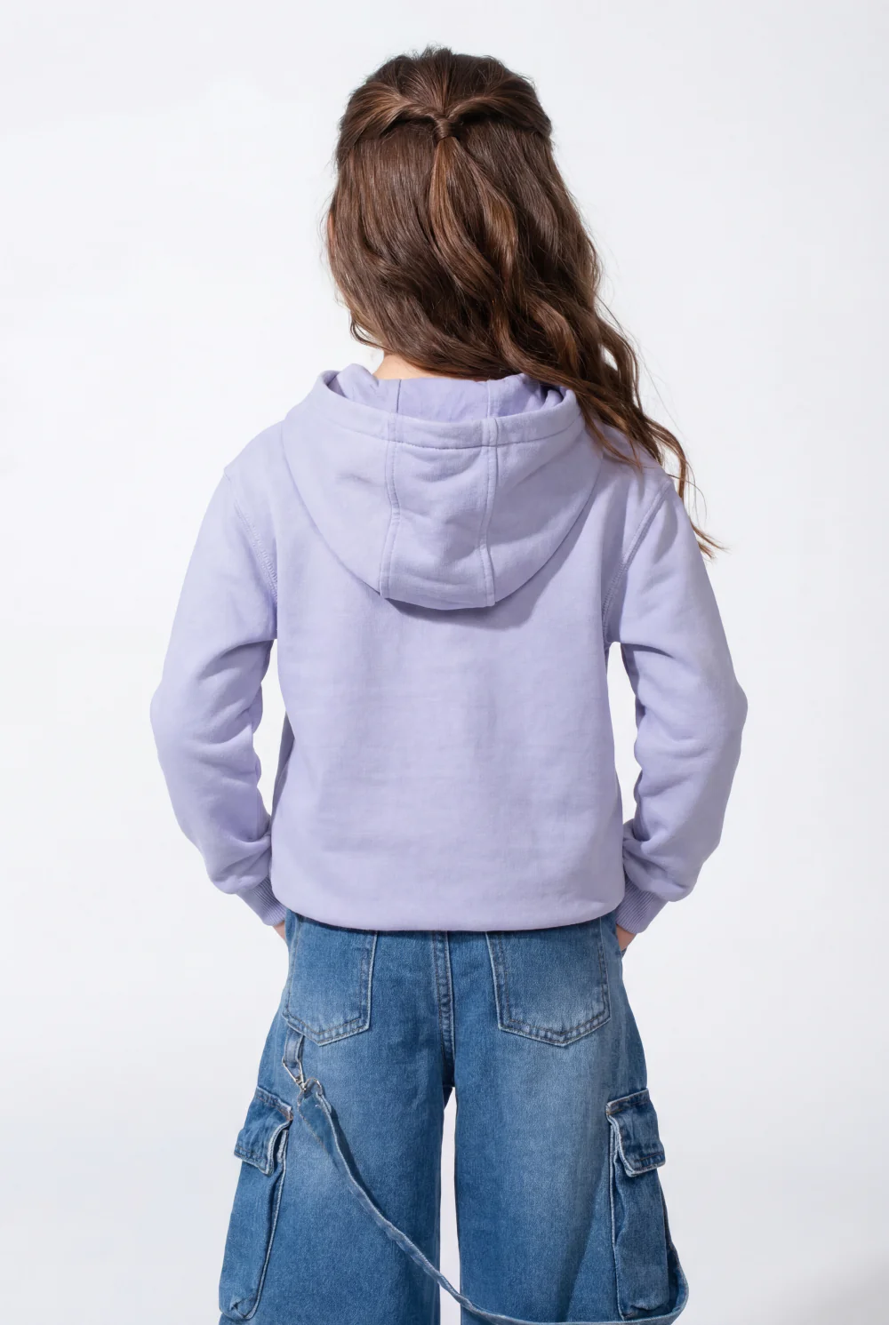 Girl’s Forest-Print Acid-Wash Crossover Hood Kangaroo Pocket Elasticated Bubble Hem Ribbed Cuffs Sweatshirt - Image 10