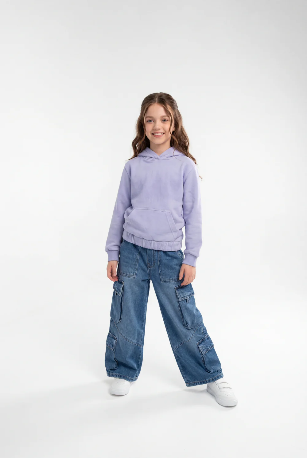 Girl’s Forest-Print Acid-Wash Crossover Hood Kangaroo Pocket Elasticated Bubble Hem Ribbed Cuffs Sweatshirt - Image 11