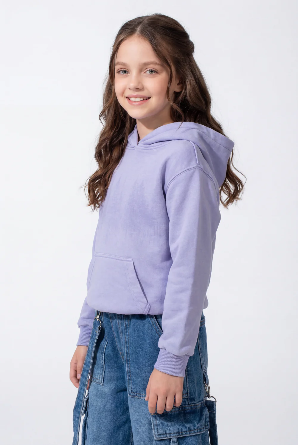 Girl’s Forest-Print Acid-Wash Crossover Hood Kangaroo Pocket Elasticated Bubble Hem Ribbed Cuffs Sweatshirt - Image 12