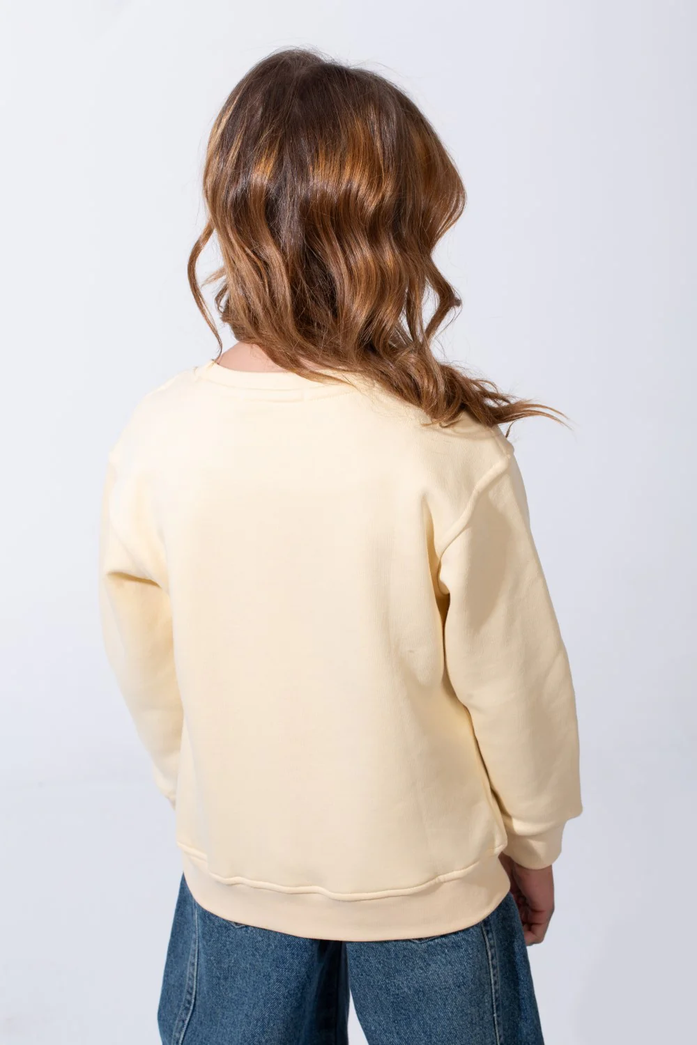 Girl’s Front Flower Print Melton Slim Fit Rounded Neck Sweatshirt - Image 2