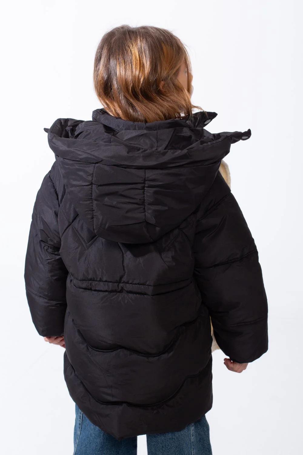 Girl’s Hooded Quilted Waterproof Puffer Jacket with Adjustable Waist - Image 2