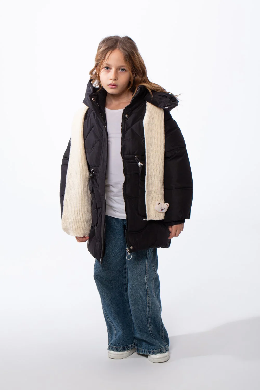 Girl’s Hooded Quilted Waterproof Puffer Jacket with Adjustable Waist - Image 4
