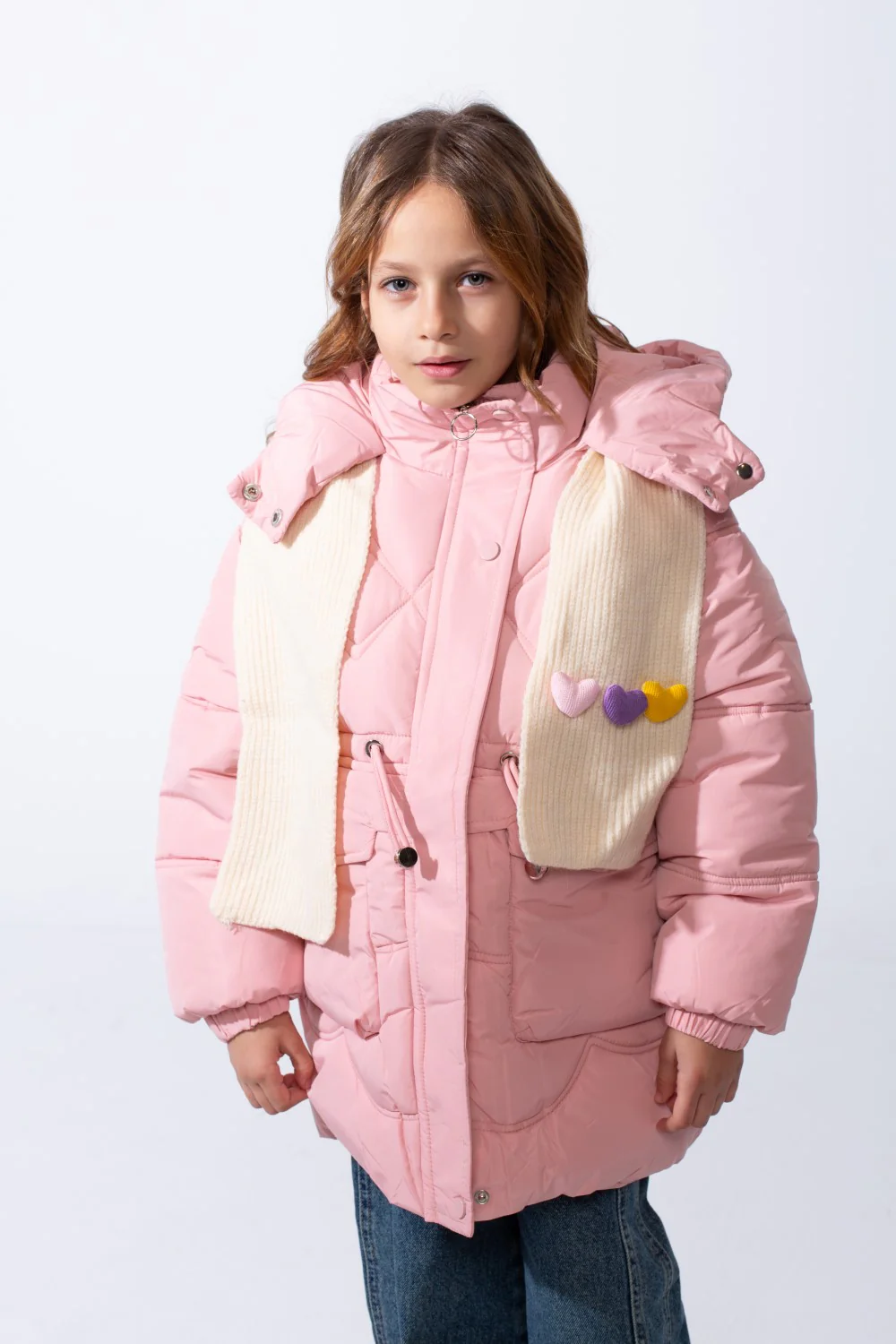 Girl’s Hooded Quilted Waterproof Puffer Jacket with Adjustable Waist - Image 5