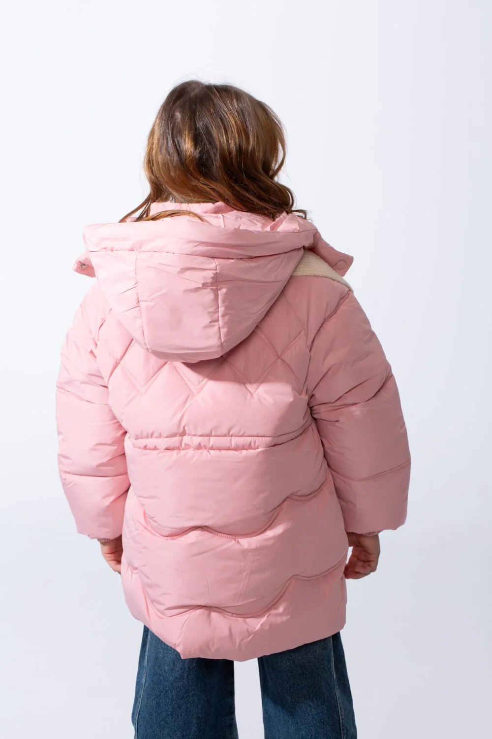 Girl’s Hooded Quilted Waterproof Puffer Jacket with Adjustable Waist - Image 6
