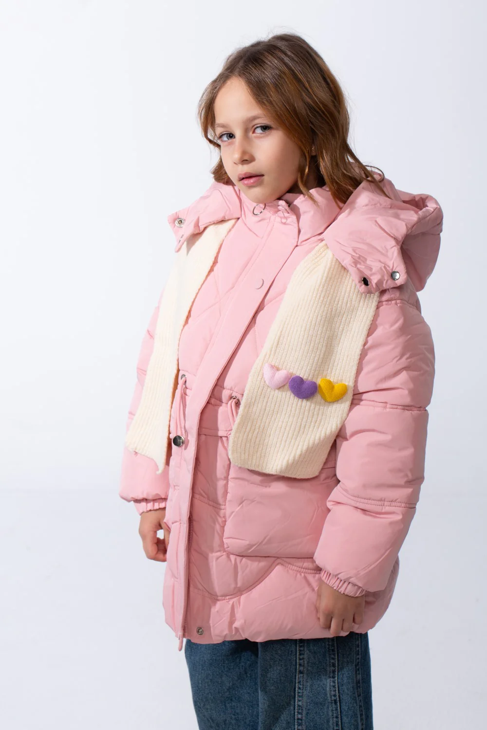 Girl’s Hooded Quilted Waterproof Puffer Jacket with Adjustable Waist - Image 7