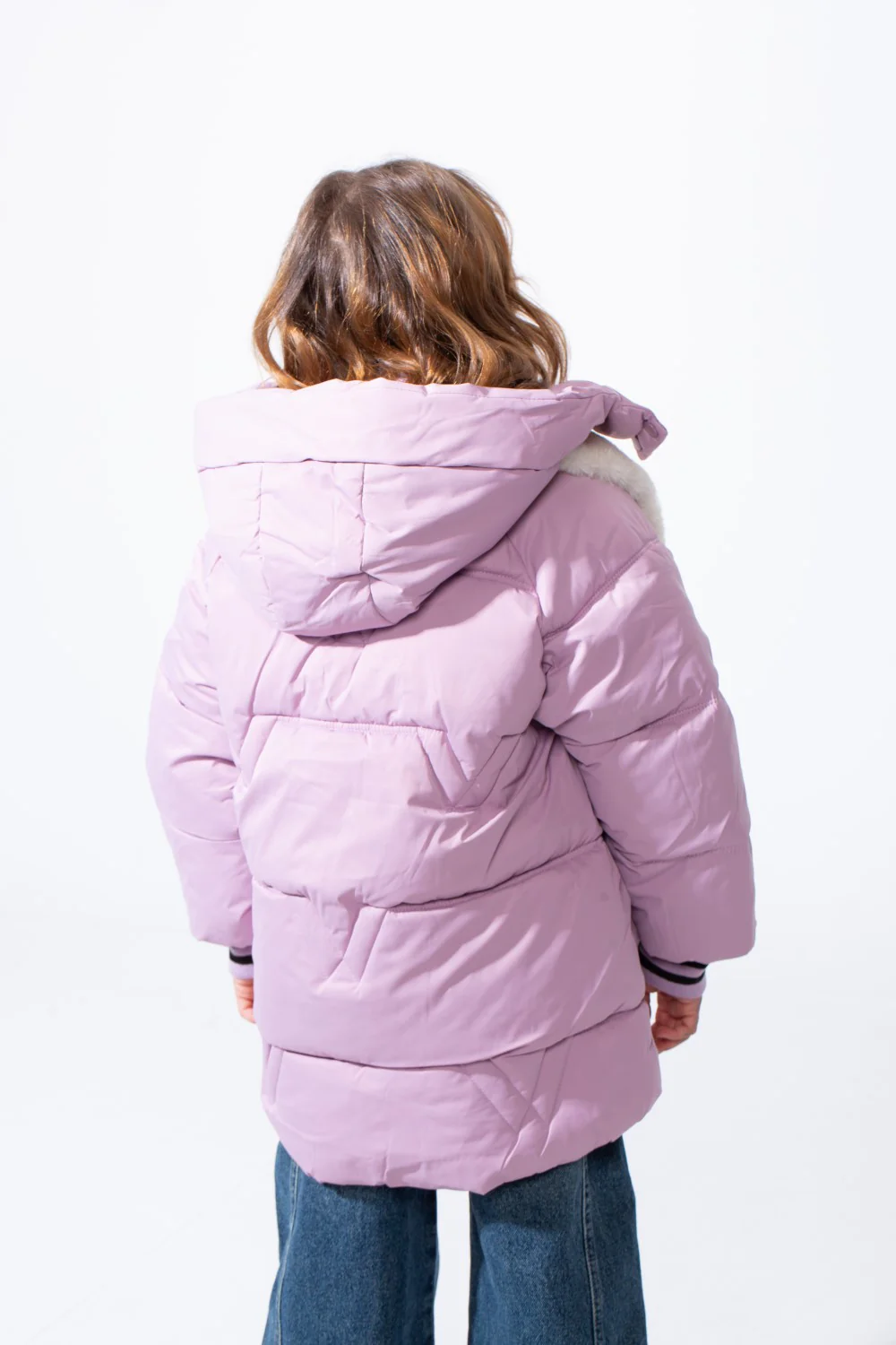 Girl’s Padded Waterproof Jacket With a Hood Featuring Faux Fur Details And a Dog Plush Charm With Front Pockets And Elastic Sleeve Cuffs - Image 2