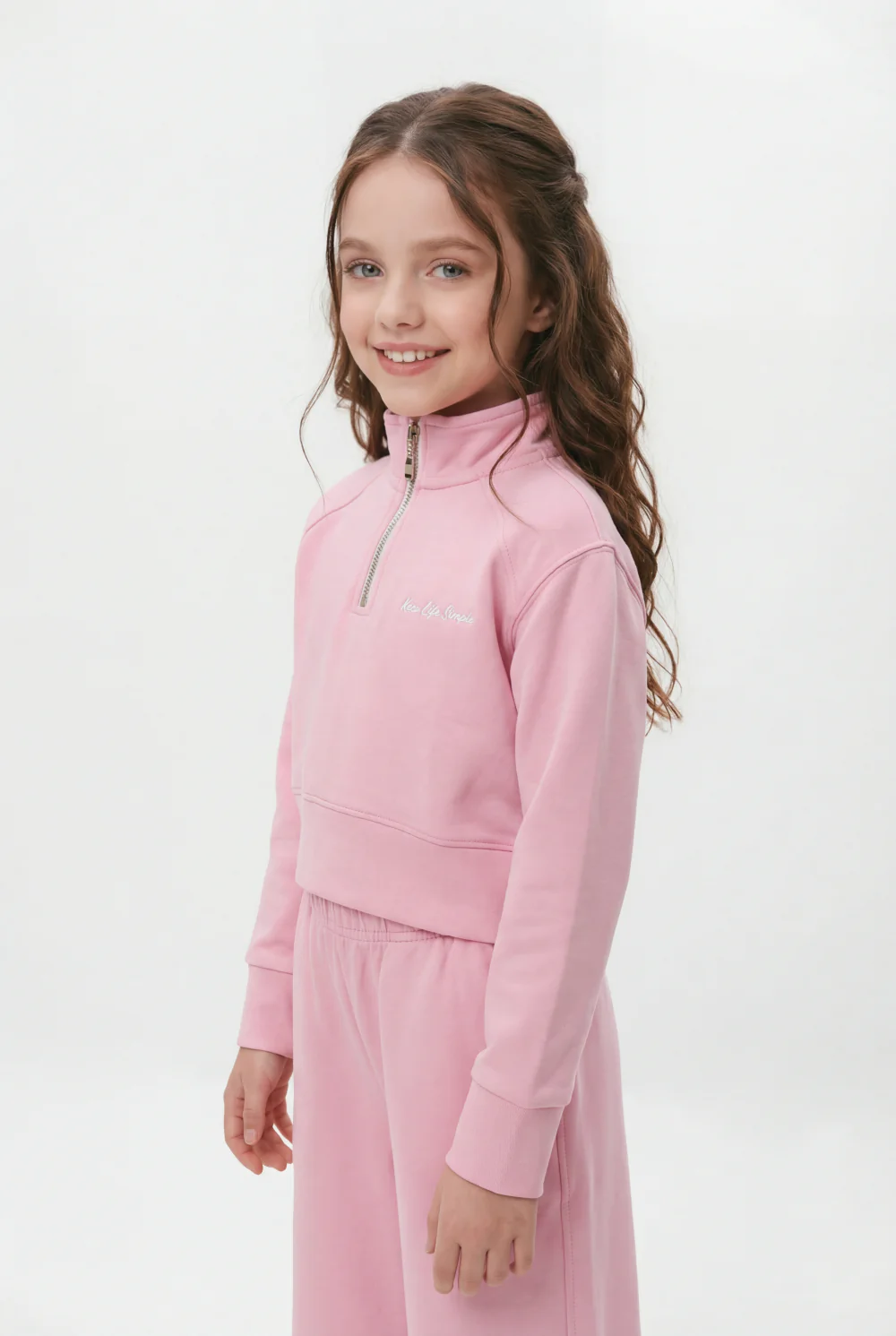 Girl’s Quarter Zip Funnel Neck Co-Ord Set Side-Slit Hem Comfortable Aesthetic Slim Fit Outfit - Image 12
