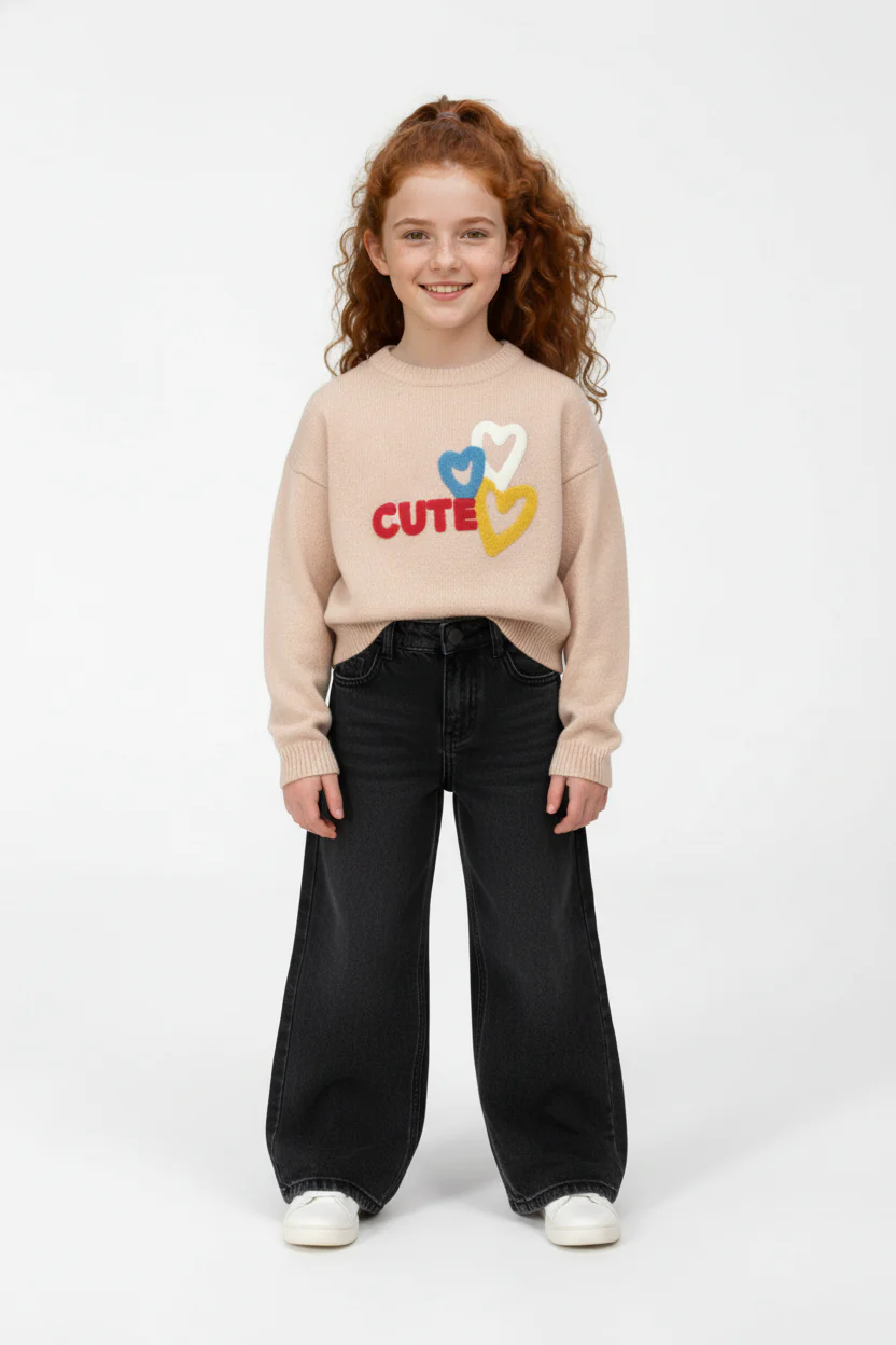 Girl’s Slim Fit Cute Print Round Neck Pullover - Image 4