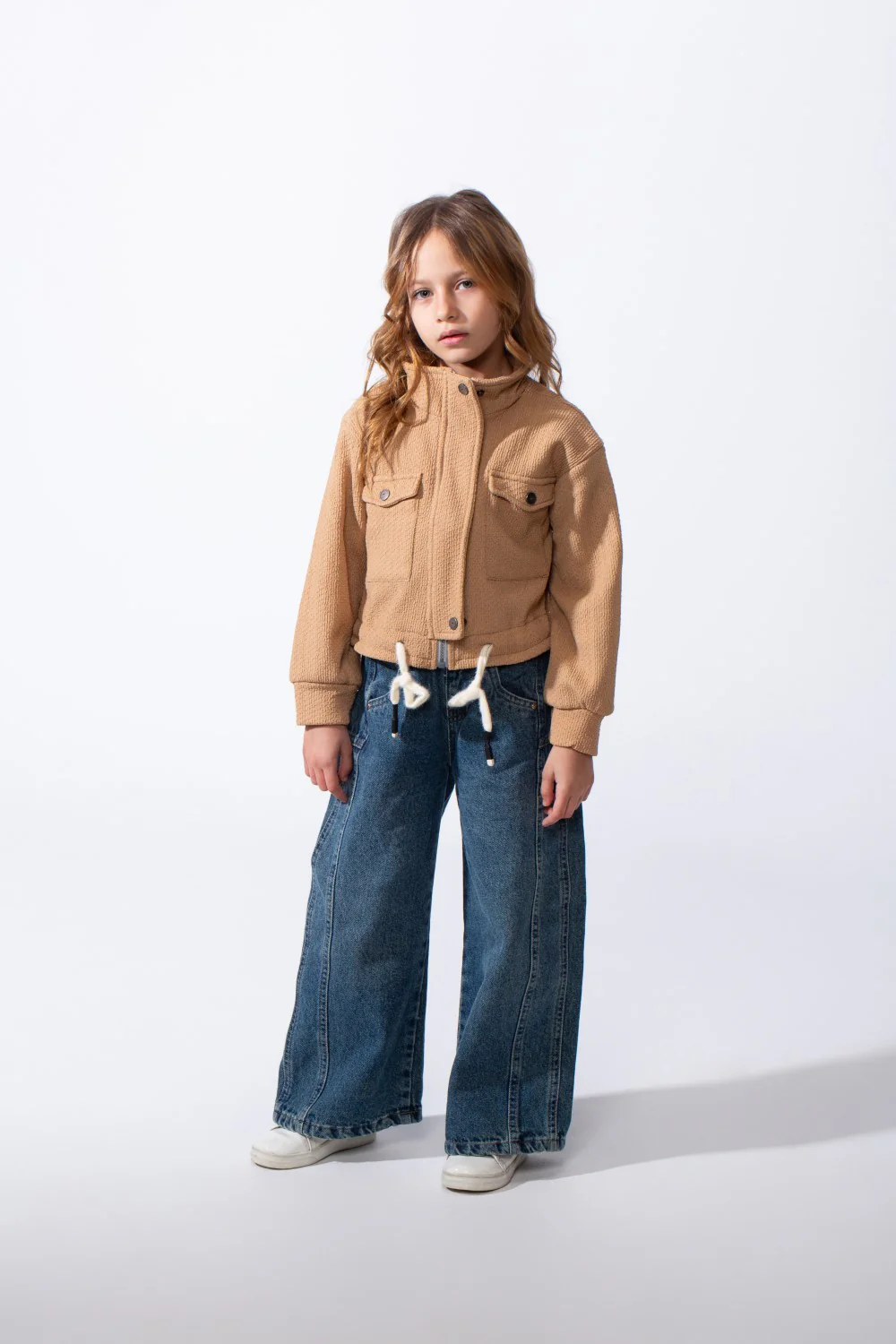 Girl’s Slim Fit Front Button Pockets Utility Jacket With Textured Fabric And Zip Closure - Image 12