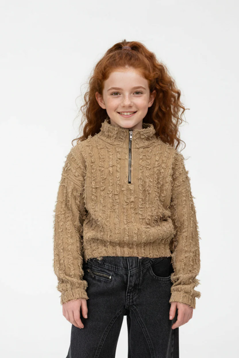 Girl’s Slim Fit Half-Zip High Neck Sweatshirt