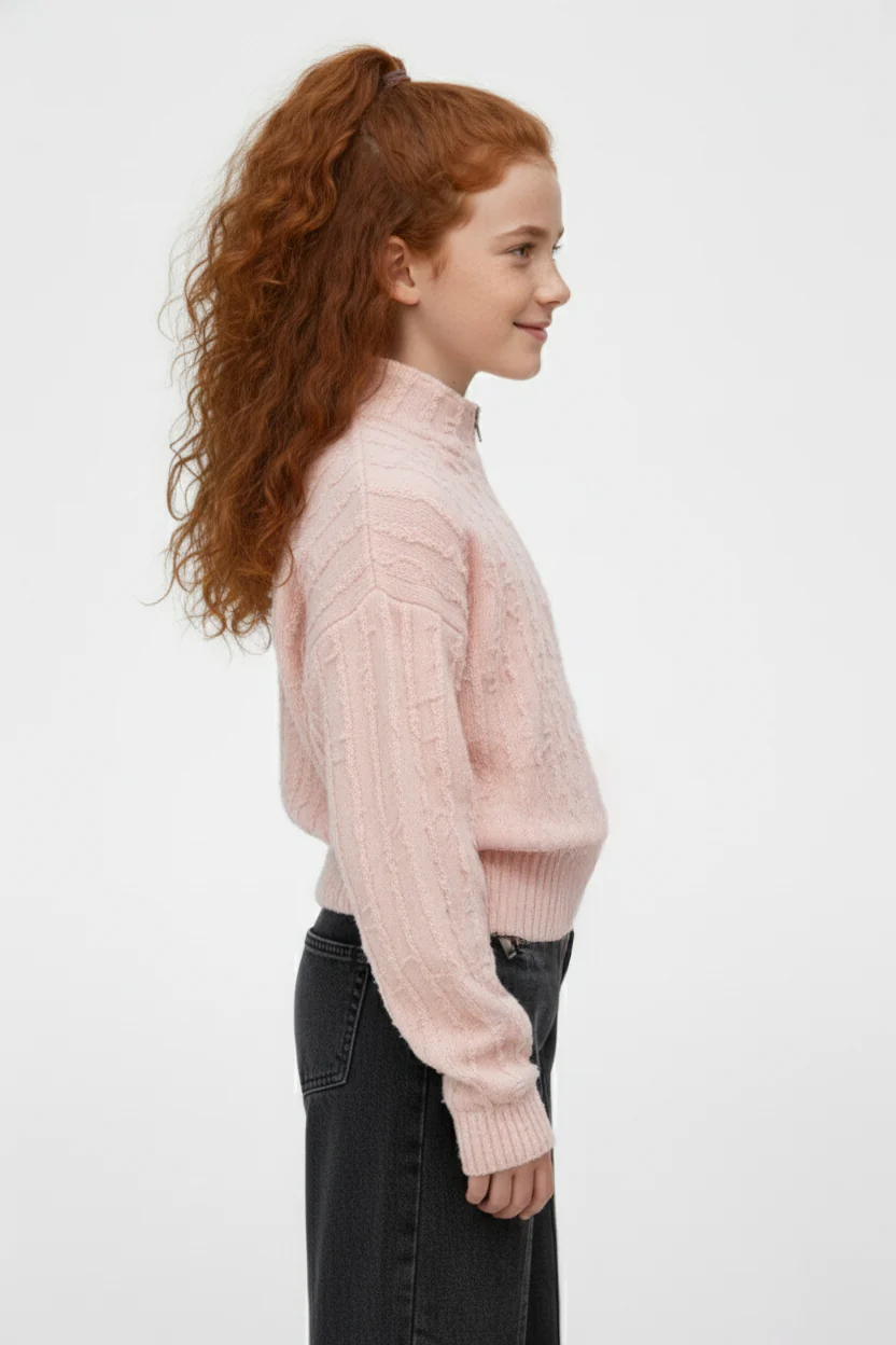 Girl’s Slim Fit Half-Zip High Neck Sweatshirt - Image 11