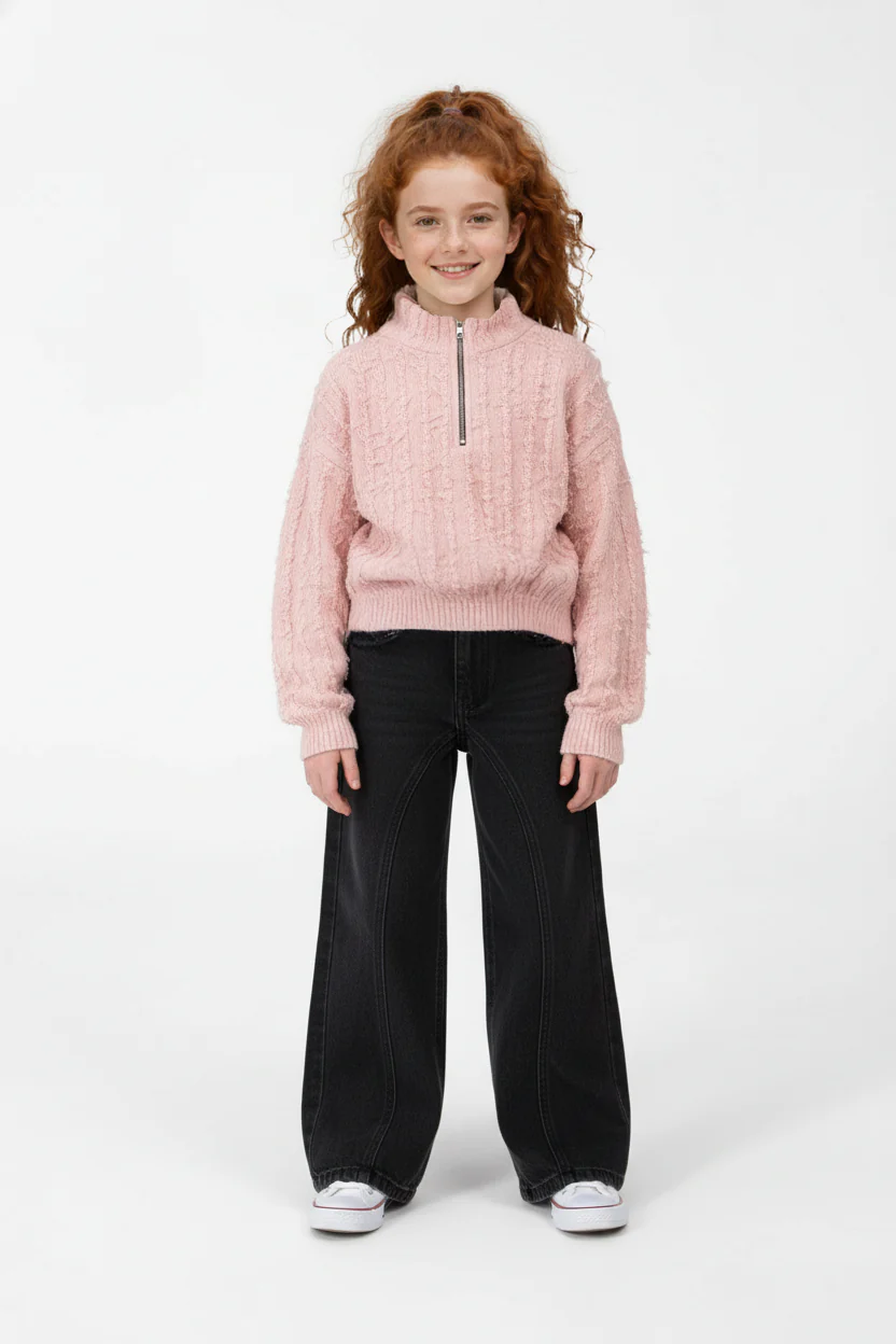 Girl’s Slim Fit Half-Zip High Neck Sweatshirt - Image 12