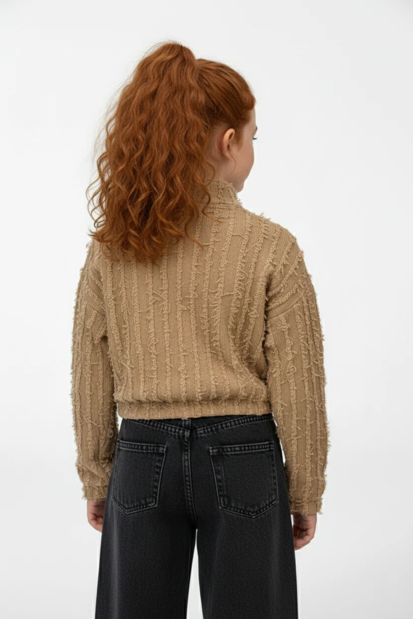 Girl’s Slim Fit Half-Zip High Neck Sweatshirt - Image 2