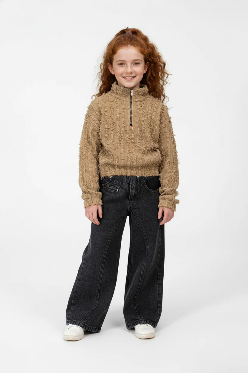 Girl’s Slim Fit Half-Zip High Neck Sweatshirt - Image 4