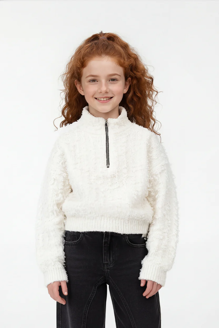 Girl’s Slim Fit Half-Zip High Neck Sweatshirt - Image 5