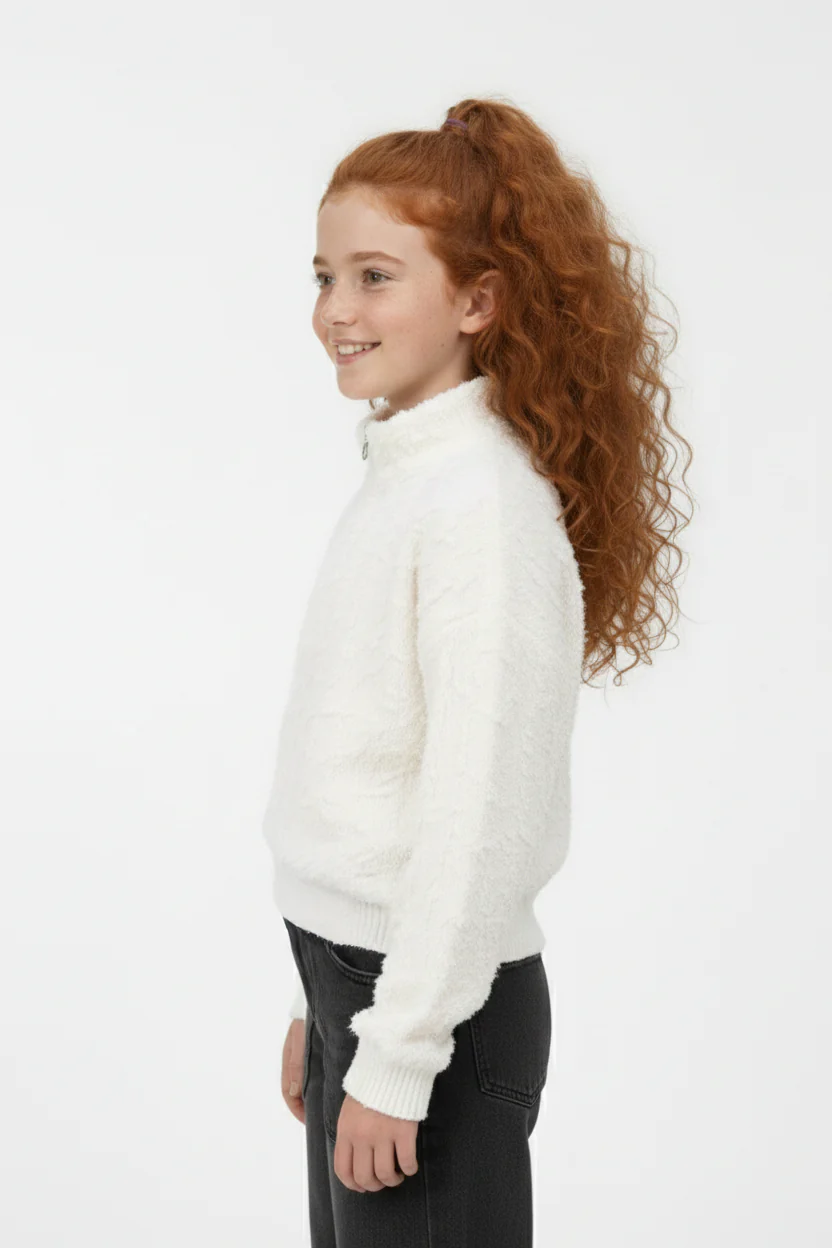 Girl’s Slim Fit Half-Zip High Neck Sweatshirt - Image 7