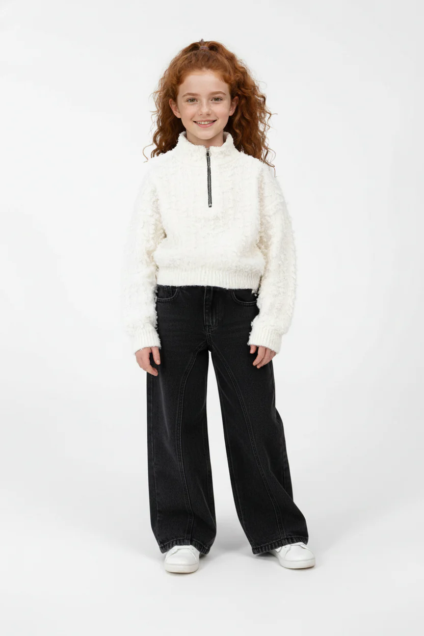 Girl’s Slim Fit Half-Zip High Neck Sweatshirt - Image 8