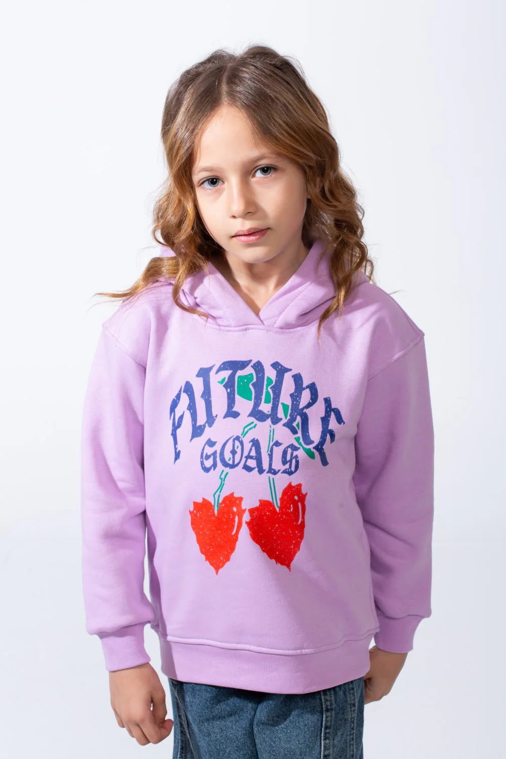 Girl’s Slim Fit Melton Printed Hooded Long Sleeve Sweatshirt - Image 9