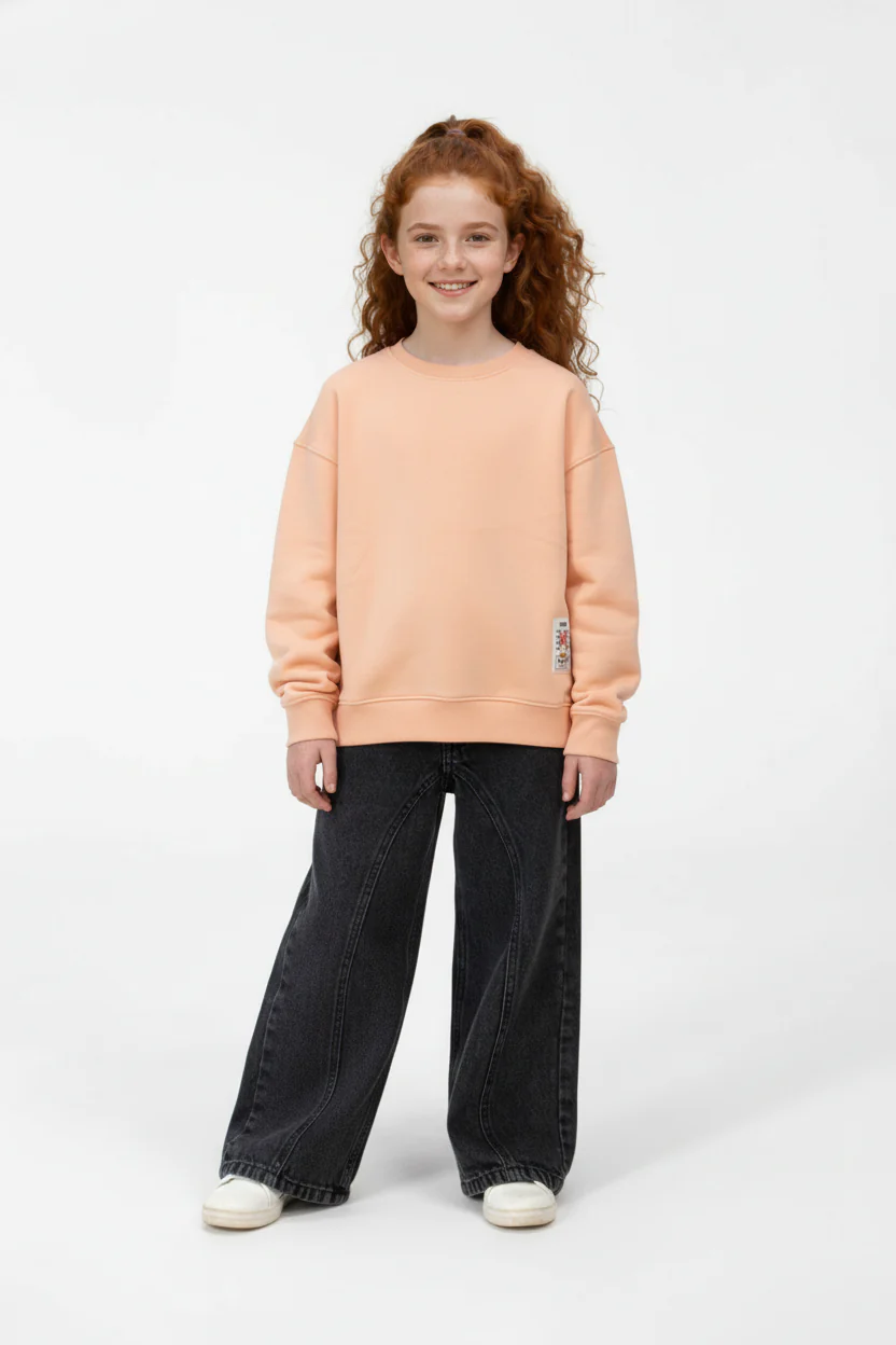 Girl’s Slim Fit Melton Round Neck Daily Wear Sweatshirt - Image 12