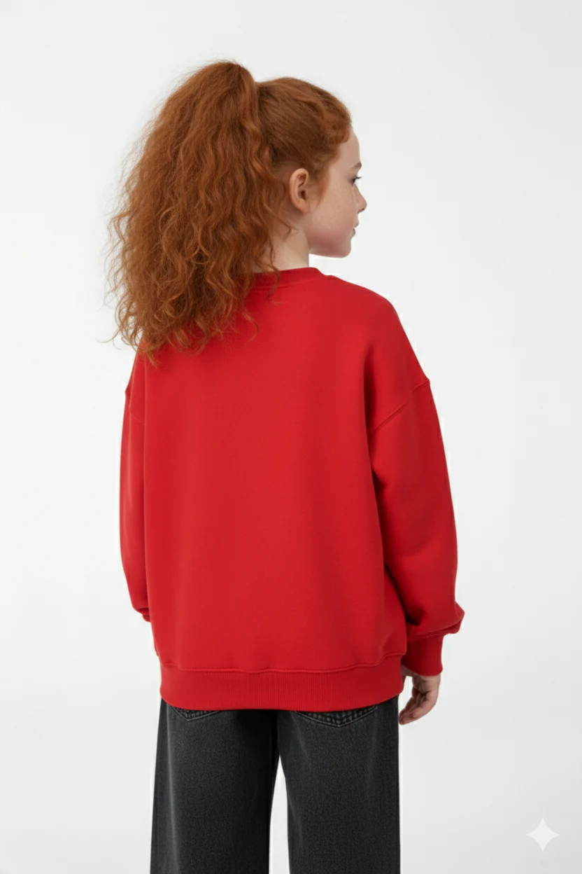 Girl’s Slim Fit Melton Round Neck Daily Wear Sweatshirt - Image 6