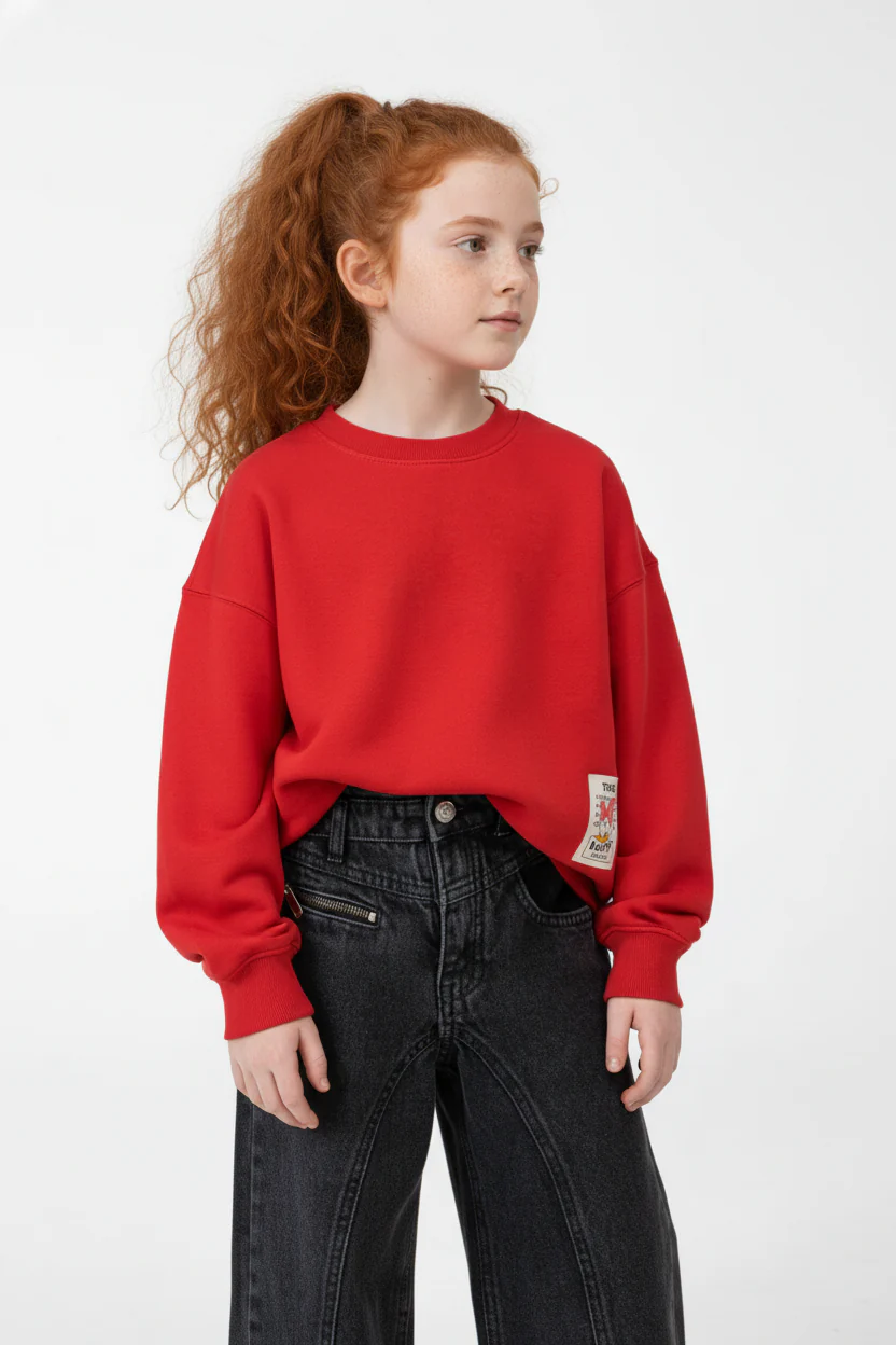 Girl’s Slim Fit Melton Round Neck Daily Wear Sweatshirt - Image 7