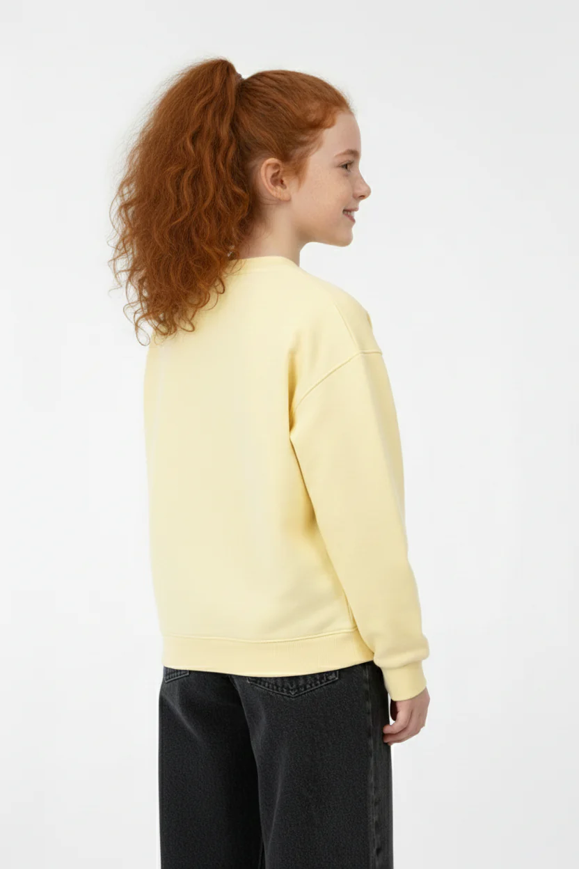 Girl’s Slim Fit Melton Round Neck Front Print Sweatshirt - Image 10