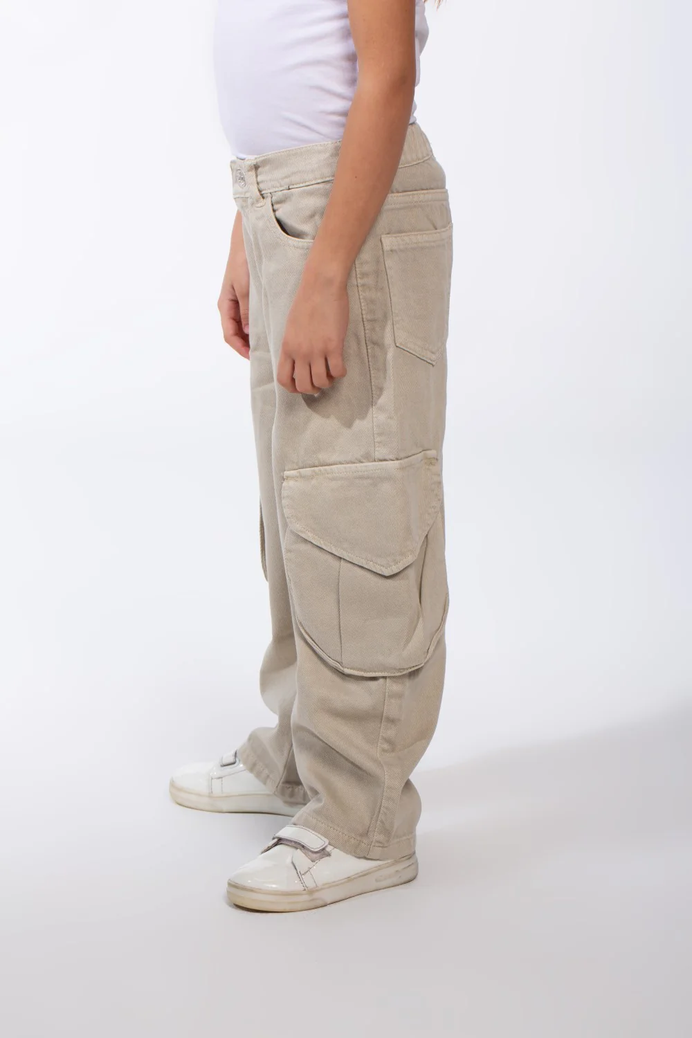 Girl’s Slouchy Cargo Gabardine Unique Pants - Image 4
