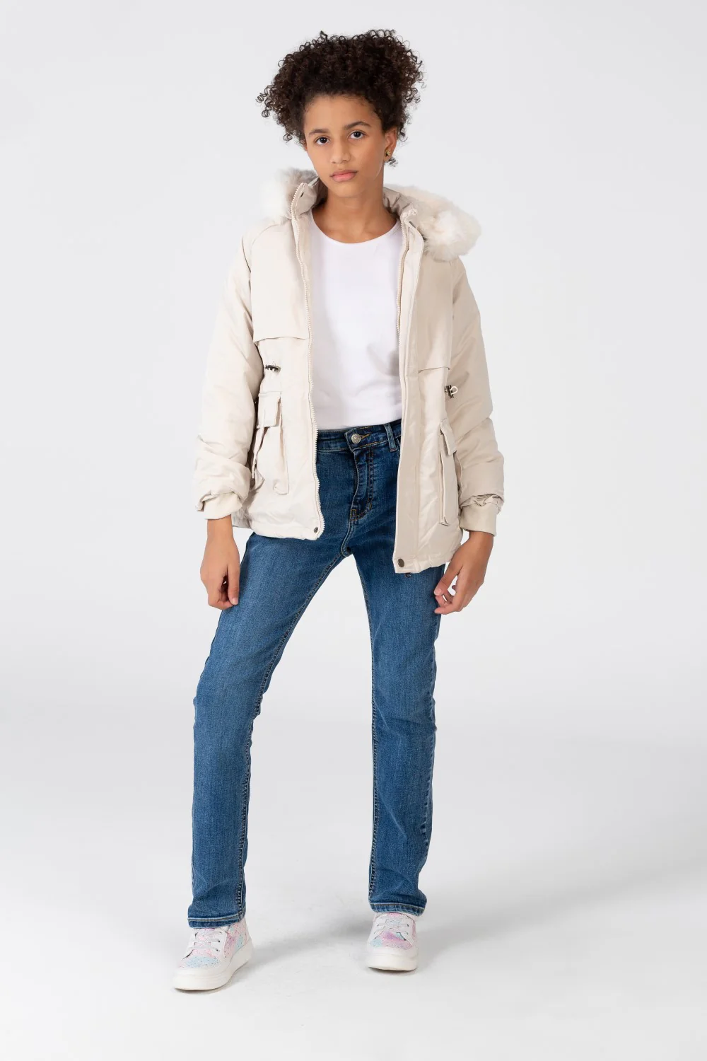Girl’s Tomato Store Warm Faux Fur Hood Large Front Pockets Zip-Up Closure Waterproof Jacket - Image 11