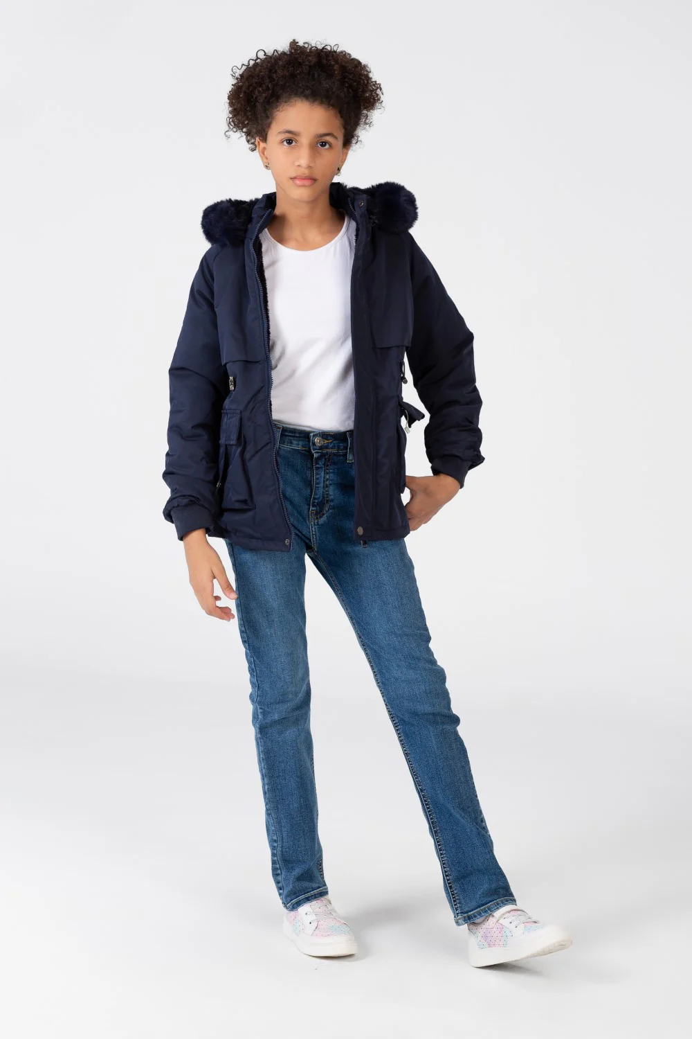 Girl’s Tomato Store Warm Faux Fur Hood Large Front Pockets Zip-Up Closure Waterproof Jacket - Image 7