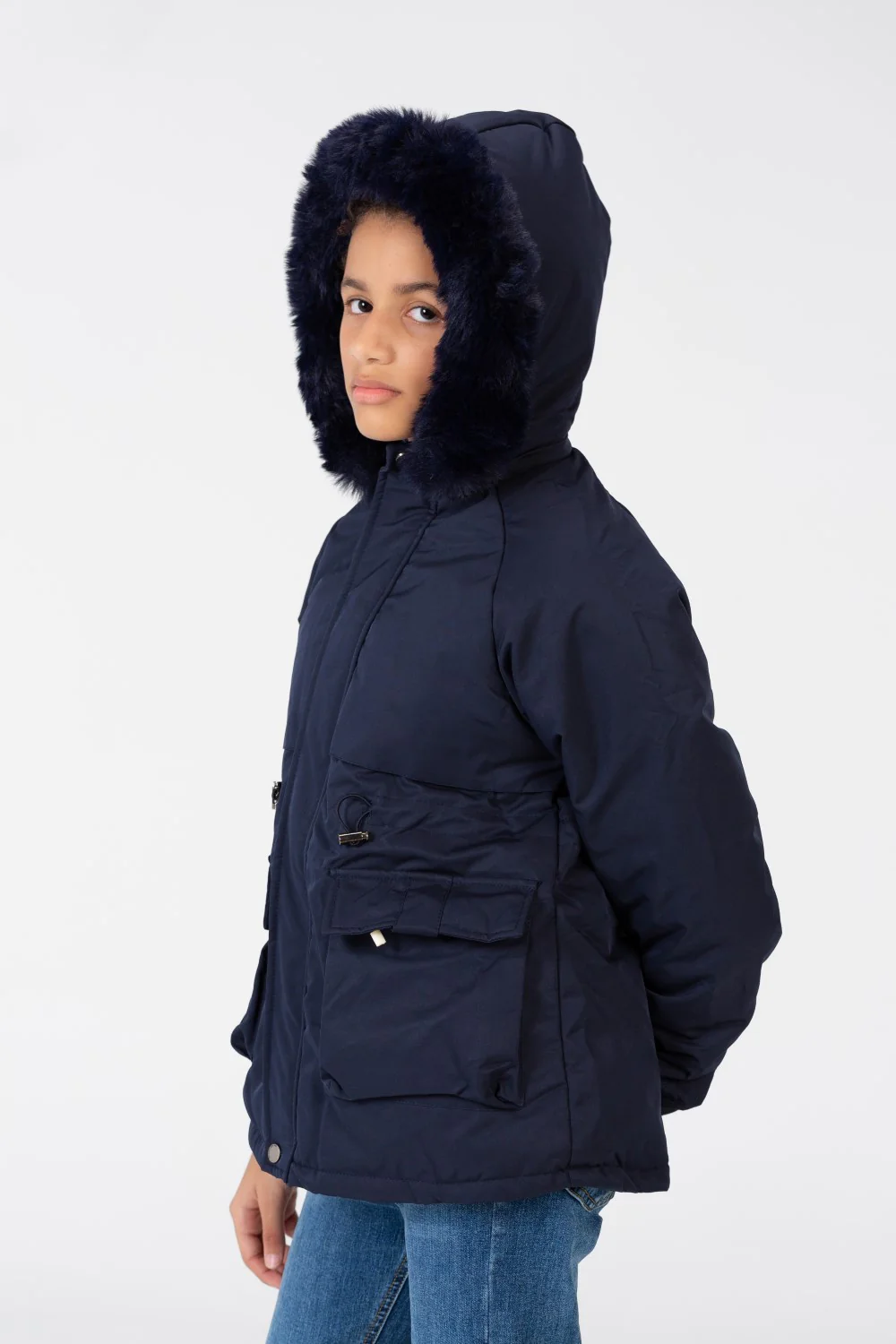 Girl’s Tomato Store Warm Faux Fur Hood Large Front Pockets Zip-Up Closure Waterproof Jacket - Image 8