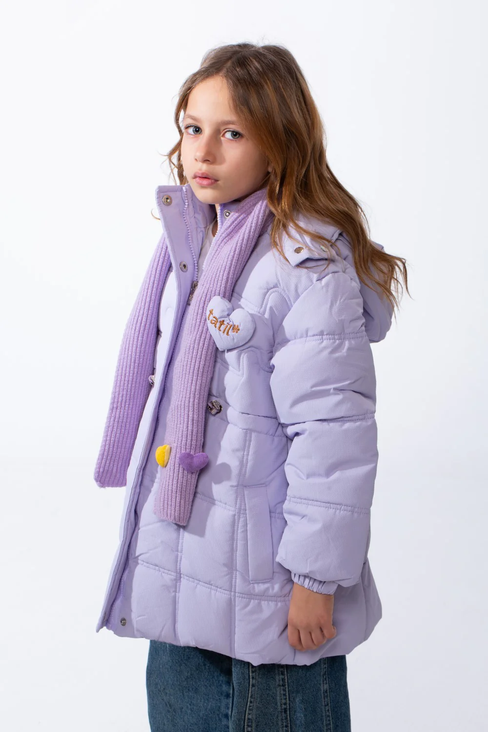 Girl’s Waterproof Hooded Puffer Jacket With Quilted Padding And Adjustable Waist - Image 11