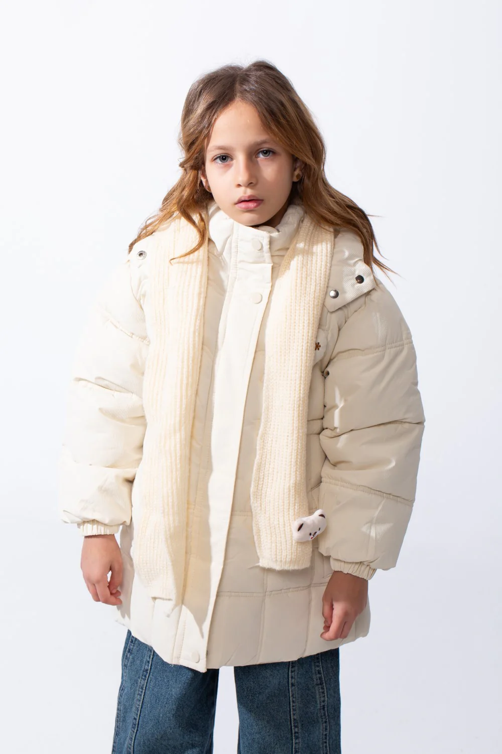 Girl’s Waterproof Hooded Puffer Jacket With Quilted Padding And Adjustable Waist - Image 5