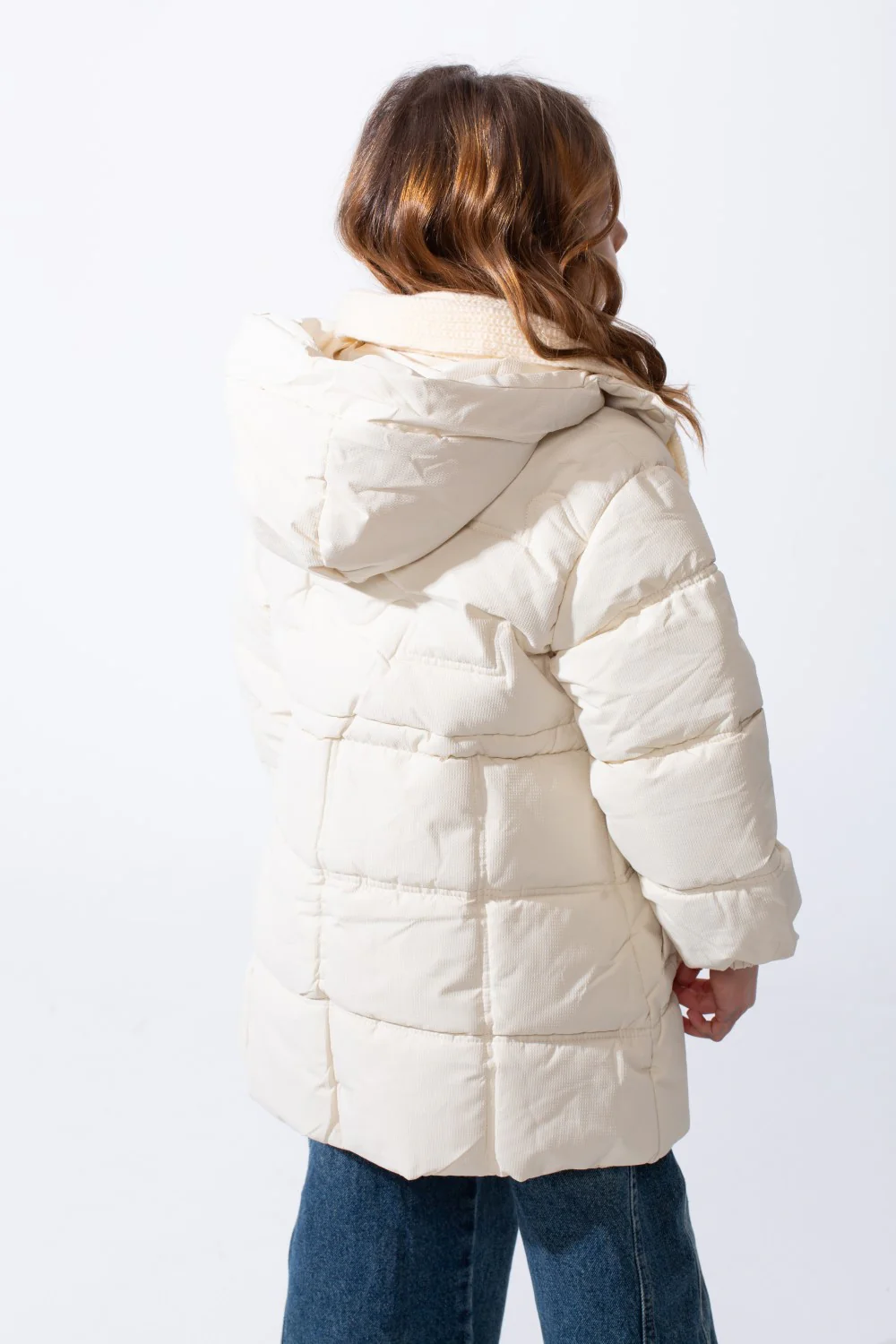 Girl’s Waterproof Hooded Puffer Jacket With Quilted Padding And Adjustable Waist - Image 6