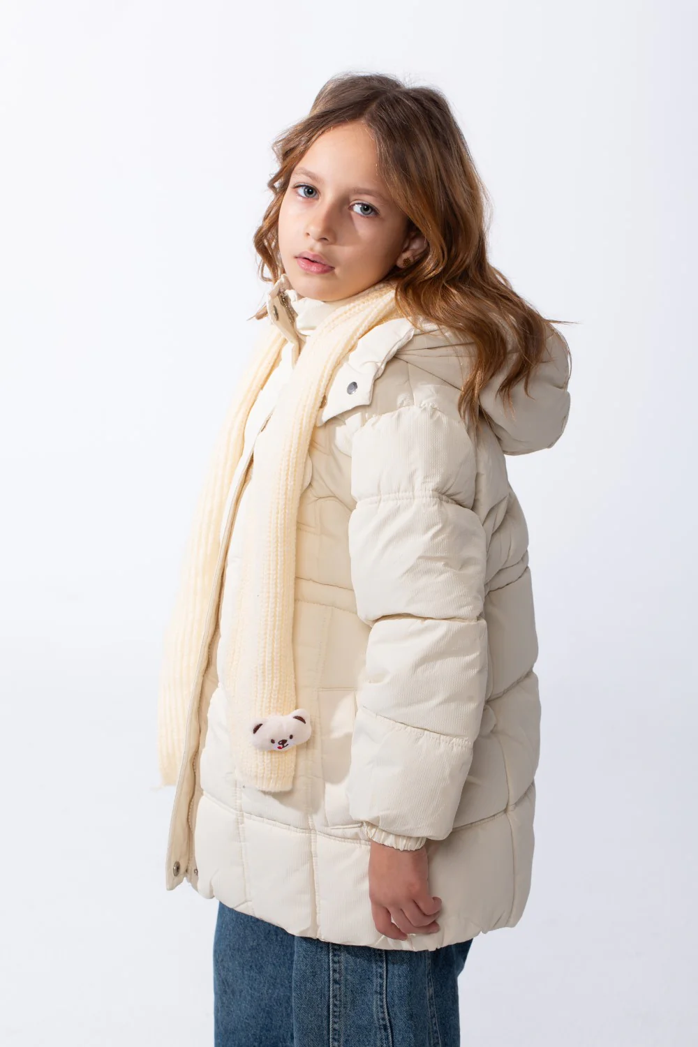 Girl’s Waterproof Hooded Puffer Jacket With Quilted Padding And Adjustable Waist - Image 7