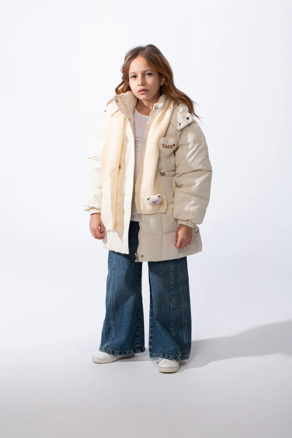 Girl’s Waterproof Hooded Puffer Jacket With Quilted Padding And Adjustable Waist - Image 8