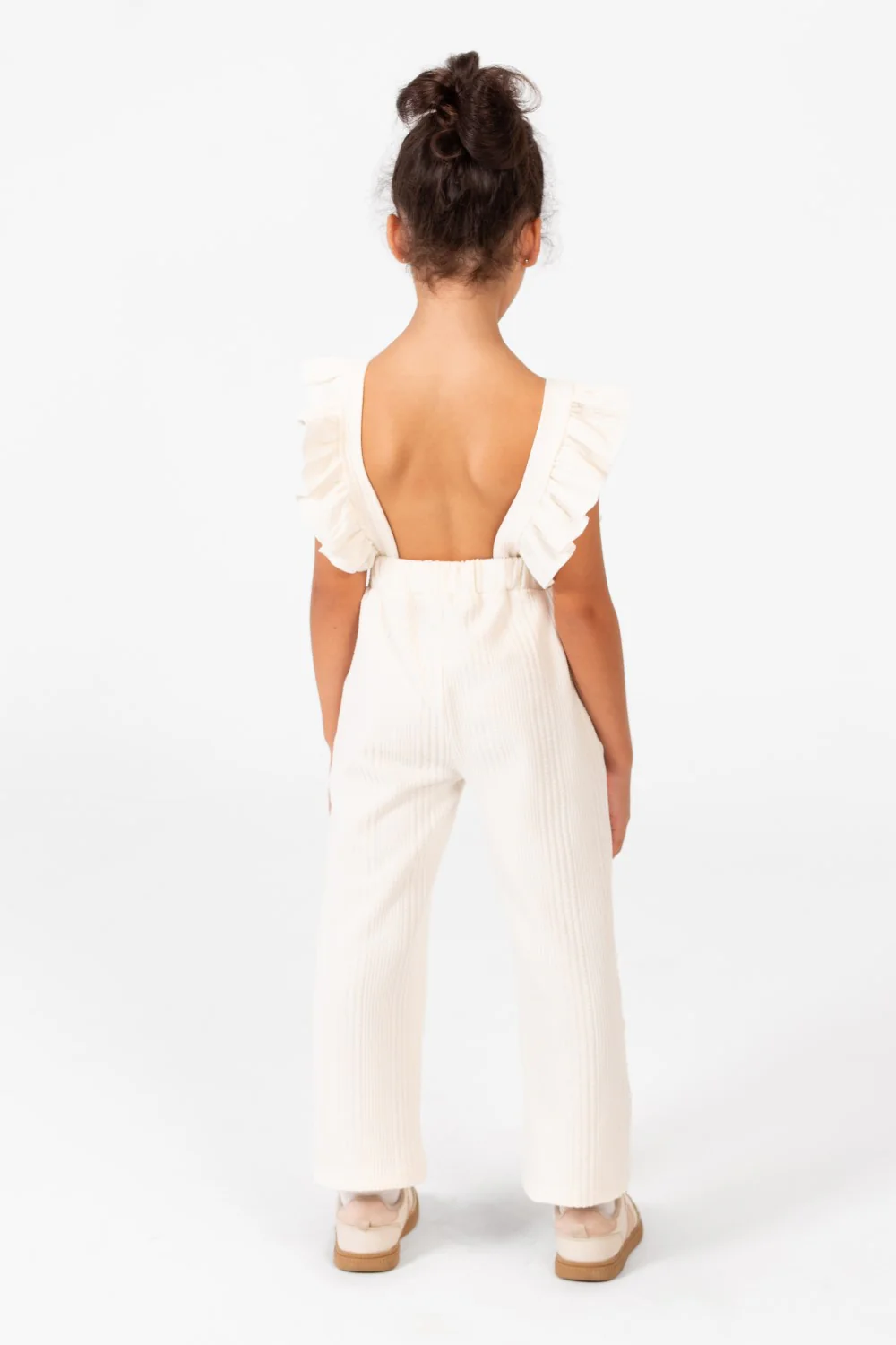 Girl's Casual Jumpsuit With Ruffled Shoulders And Front Buttons - Image 10