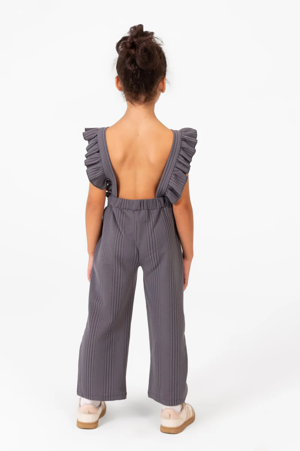 Girl's Casual Jumpsuit With Ruffled Shoulders And Front Buttons - Image 6