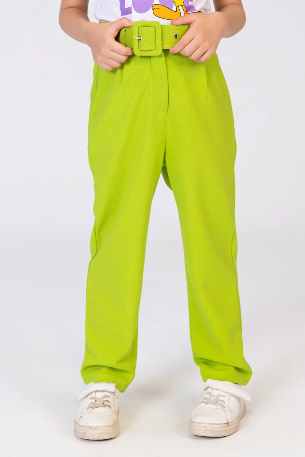 Girls Chic Pants With A Wide Belt And Unique Summer Colors - Image 3