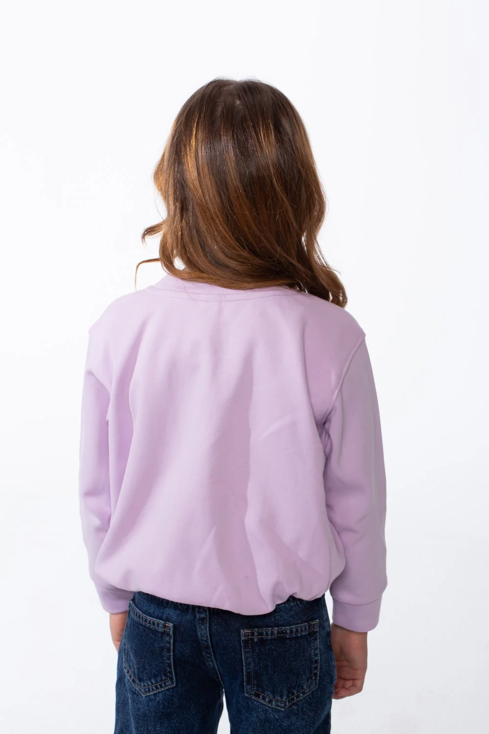 Girl's Crew Neckline Detailed With Shimmering Silver Glitter Print Cinched Elastic Hem Versatile Slim Fit Sweatshirt - Image 2