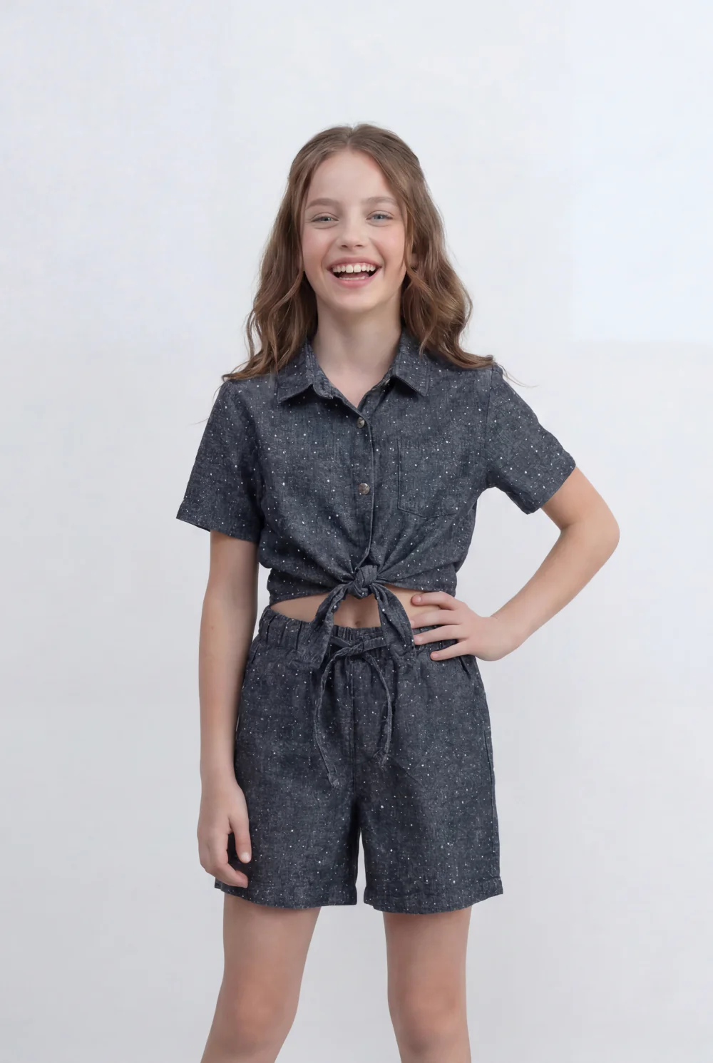 Girl's Tomato Store Co-Ord Set With Front Tie Elastic Waist Slim Fit Fit Playful Summer Style Outfit - Image 3